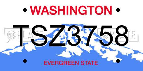 TSZ3758 Washington License Plate