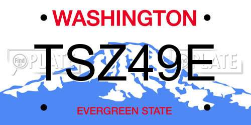 TSZ49E Washington License Plate