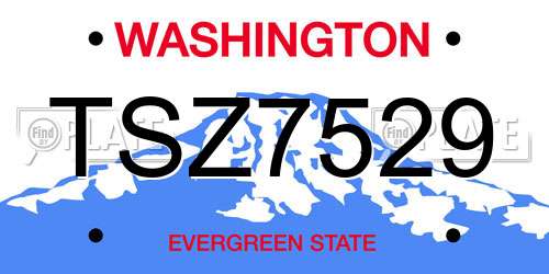 TSZ7529 Washington License Plate