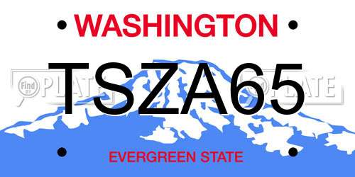 TSZA65 Washington License Plate