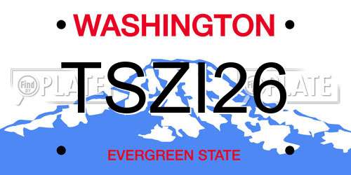 TSZI26 Washington License Plate