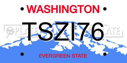 TSZI76 Washington License Plate