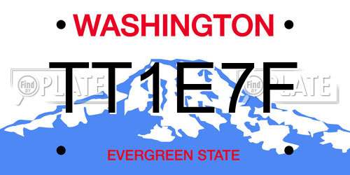 TT1E7F Washington License Plate