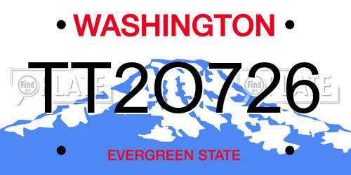TT2O726 Washington License Plate