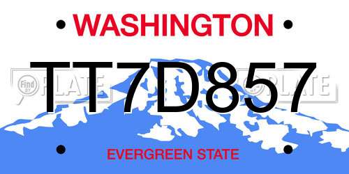 TT7D857 Washington License Plate