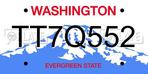 TT7Q552 Washington License Plate