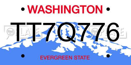 TT7Q776 Washington License Plate