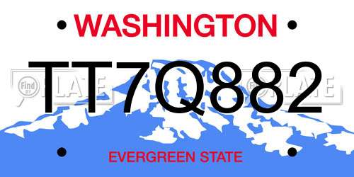 TT7Q882 Washington License Plate