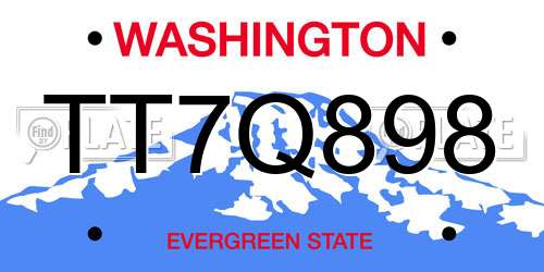 TT7Q898 Washington License Plate