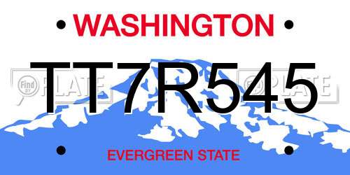 TT7R545 Washington License Plate
