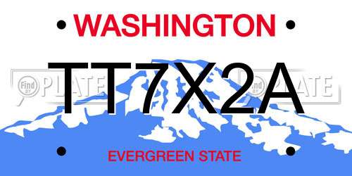 TT7X2A Washington License Plate