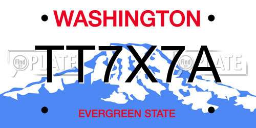 TT7X7A Washington License Plate