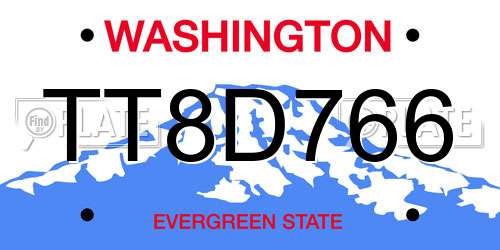 TT8D766 Washington License Plate