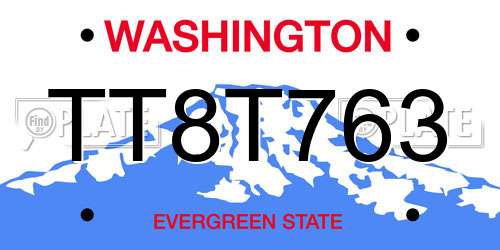 TT8T763 Washington License Plate