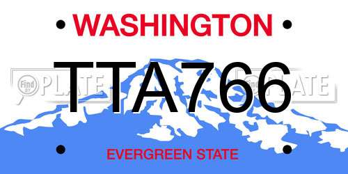 TTA766 Washington License Plate