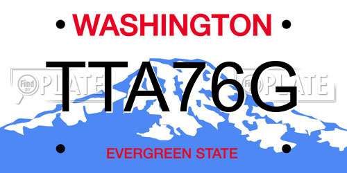 TTA76G Washington License Plate