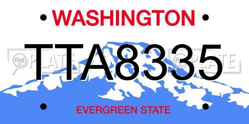 TTA8335 Washington License Plate