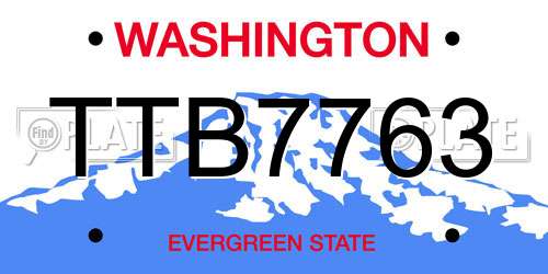 TTB7763 Washington License Plate