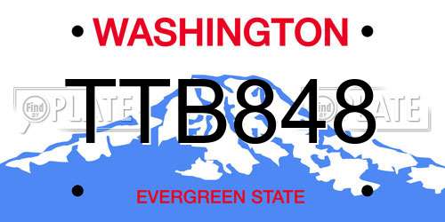 TTB848 Washington License Plate
