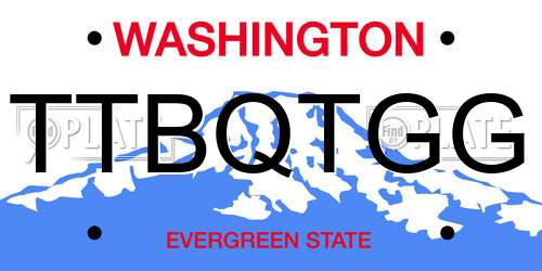 TTBQTGG Washington License Plate