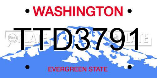 TTD3791 Washington License Plate