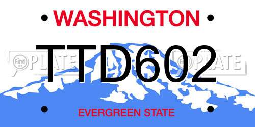 TTD602 Washington License Plate