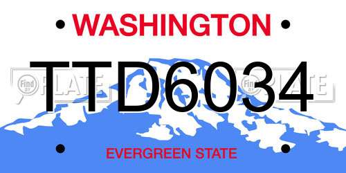 TTD6034 Washington License Plate