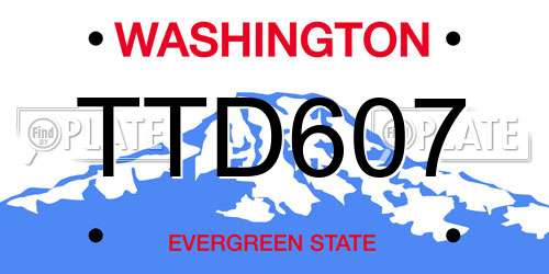 TTD607 Washington License Plate
