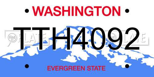 TTH4092 Washington License Plate