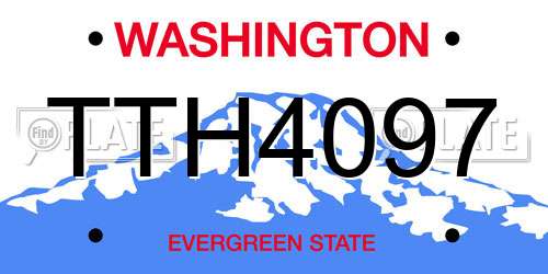 TTH4097 Washington License Plate