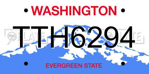 TTH6294 Washington License Plate