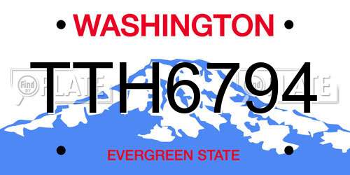 TTH6794 Washington License Plate