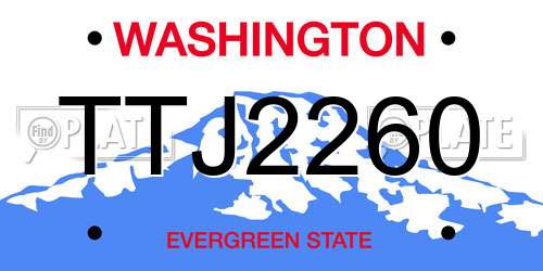 TTJ2260 Washington License Plate