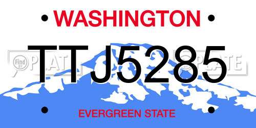 TTJ5285 Washington License Plate