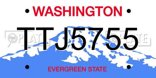 TTJ5755 Washington License Plate