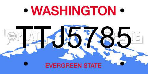 TTJ5785 Washington License Plate
