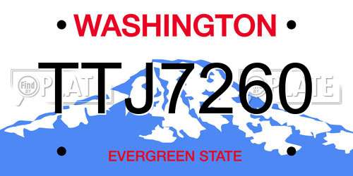 TTJ7260 Washington License Plate