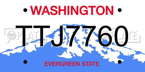TTJ7760 Washington License Plate
