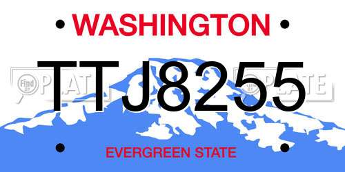 TTJ8255 Washington License Plate