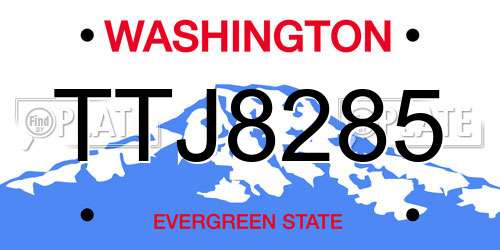 TTJ8285 Washington License Plate
