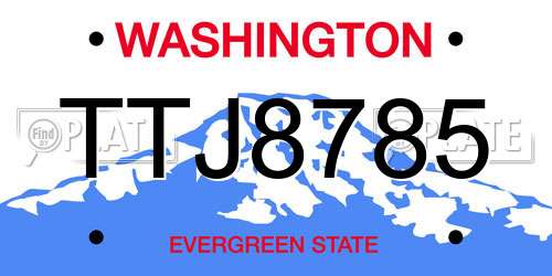 TTJ8785 Washington License Plate