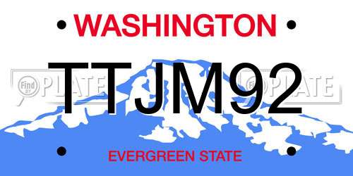 TTJM92 Washington License Plate