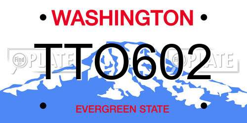 TTO602 Washington License Plate