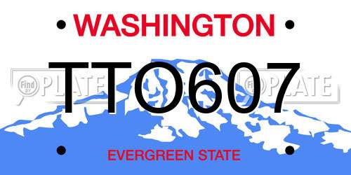 TTO607 Washington License Plate