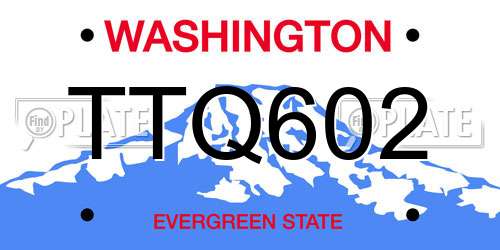 TTQ602 Washington License Plate
