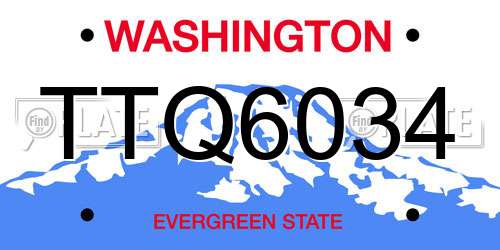 TTQ6034 Washington License Plate