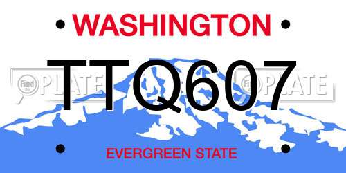 TTQ607 Washington License Plate