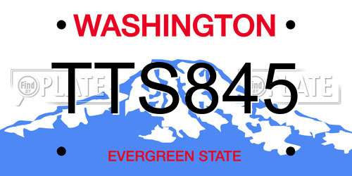TTS845 Washington License Plate