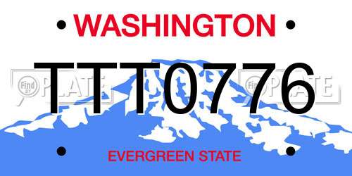 TTT0776 Washington License Plate