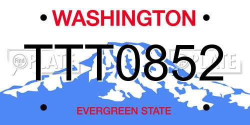 TTT0852 Washington License Plate
